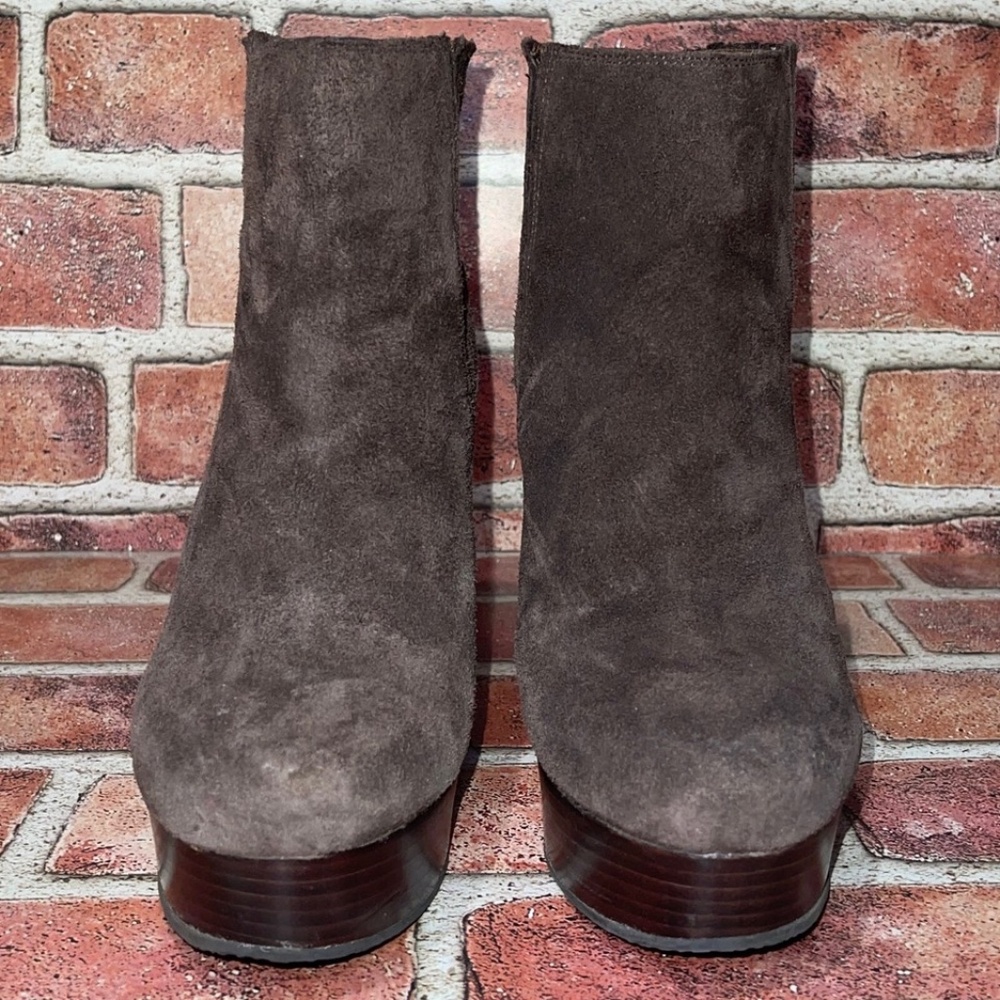 Pre-Owned Michael Kors Brown Leather Suede Platform Wedge Ankle Boots Size 7M